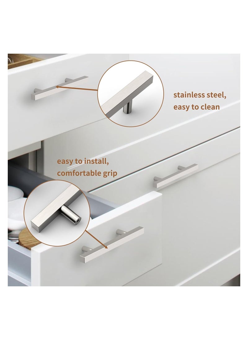 Generic - 6PCS 96mm Brushed Satin Nickel Kitchen Cabinet Handles, Stainless Steel Drawer and Wardrobe Pulls, Modern Cupboard Door Hardware for Home Improvement. - Image 1