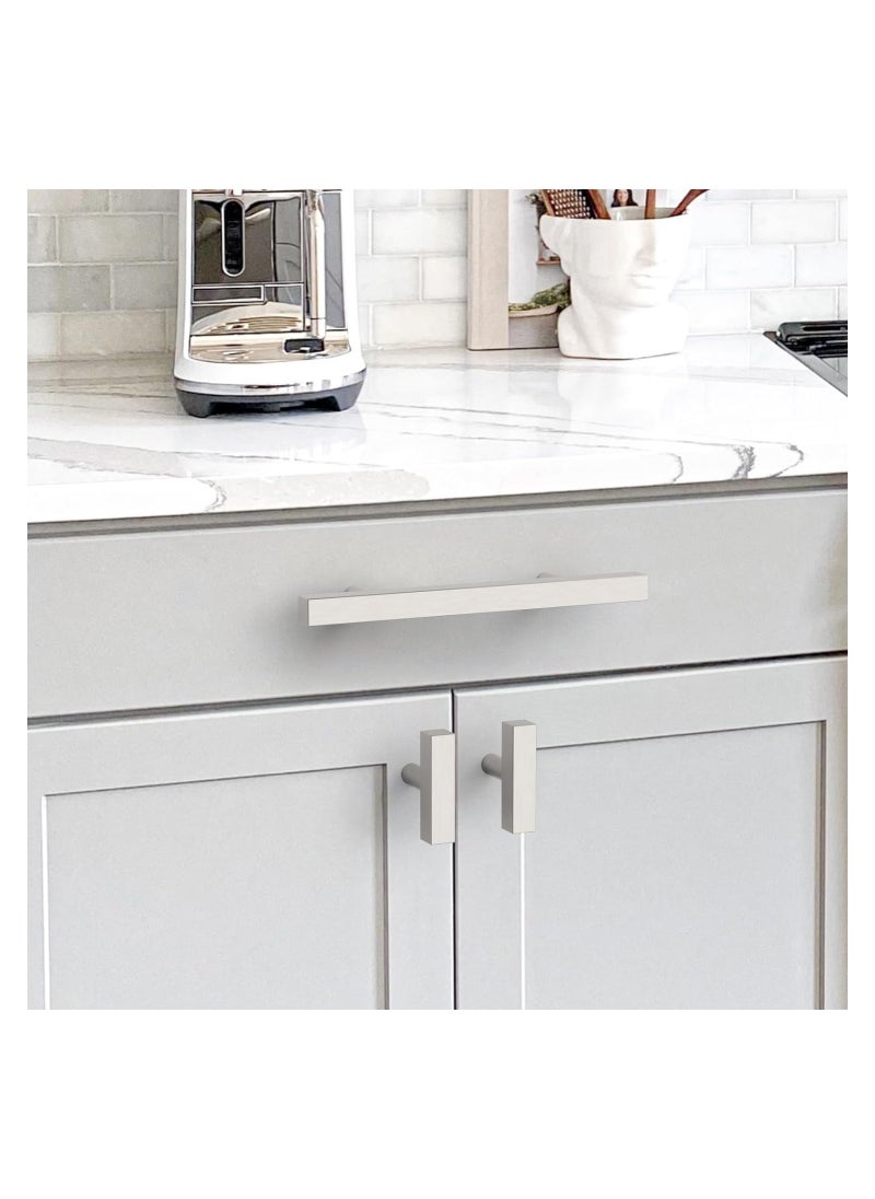 Generic - 6PCS 96mm Brushed Satin Nickel Kitchen Cabinet Handles, Stainless Steel Drawer and Wardrobe Pulls, Modern Cupboard Door Hardware for Home Improvement. - Image 1