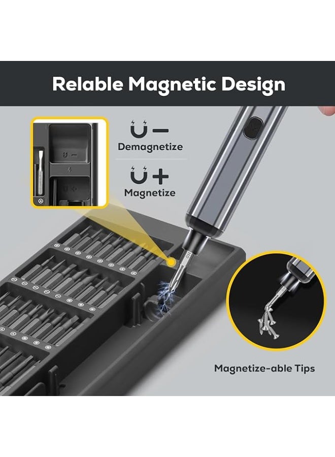 Electric Screwdriver Set 68-in-1 – Mini Cordless Rechargeable Tool with 5 Torque Settings, 3 LED Lights & Premium Original Bits for Phones, Laptops, PCs & Cameras - Image 3