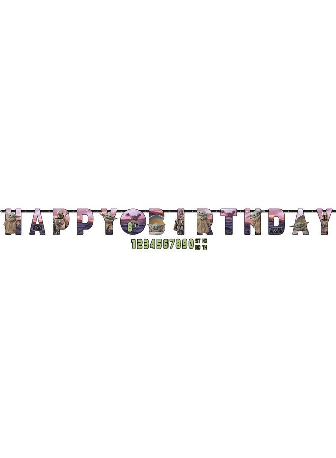 Amscan Mandalorian The Child Addanage Letter Banner 10.5" X 10' (1 Pc) Multicolor Hanging Decoration Perfect For Kids Birthday Celebrations - Image 1