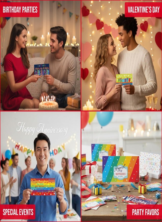 ايكونيكال حاملات بطاقات هدايا ونقود من Iconikal، عبوة من 24 قطعة مع أظرف، 6 تصاميم "عيد ميلاد سعيد"، حامل ثلاثي الطيات للنقد والشيكات، مقاس 6.75 × 3.25 بوصة، هدايا للحفلات، عبوة بالجملة - Image 5