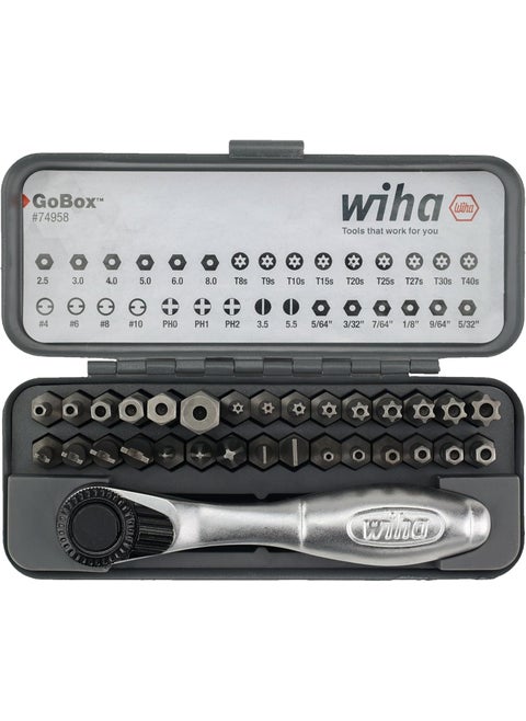 Wiha 74958 32 Piece GoBox Security Bit Set with Mini Ratchet