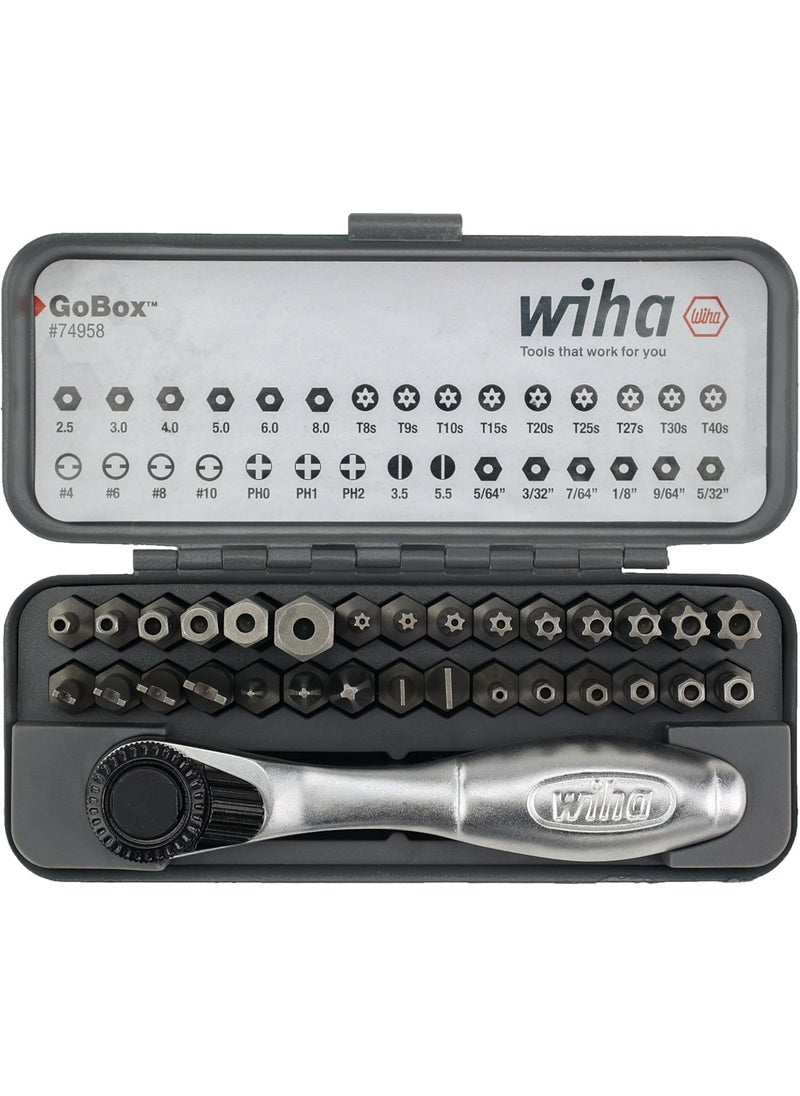 Wiha Wiha 74958 32 Piece GoBox Security Bit Set with Mini Ratchet  - Image 1
