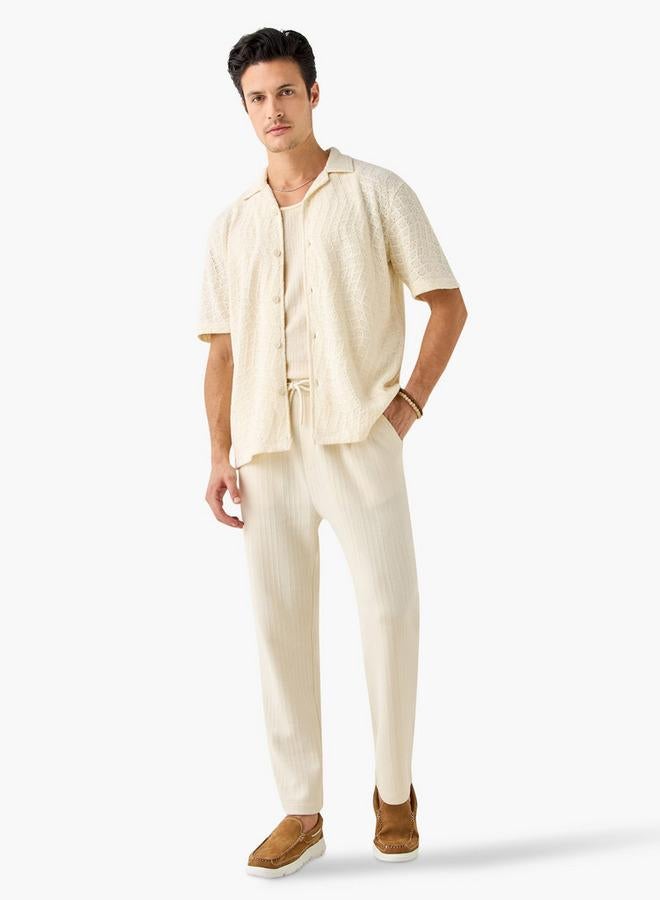 Iconic Textured Camp Collar Shirt with Short Sleeves - Image 2