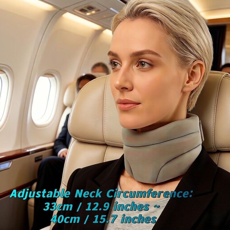 Adjustable Neck Pillow 2 Piece Set Black Ergonomic Support for Travel Office Sleep - Image 3