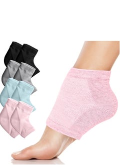 KASTWAVE Moisturizing Heel Gel Socks, Heal Dry Cracked Dead Skin Foot Care Softener Pedicure Spa Set, 4 Pairs  - Image 1