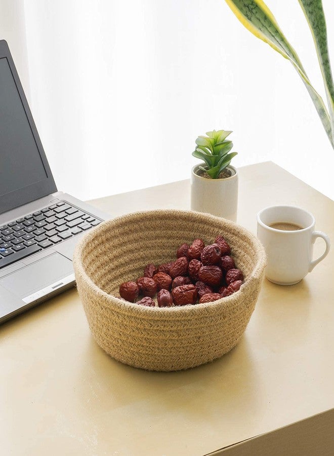 RUGSZONE SLEEPY Jute Baskets Online | Designer Baskets | Storage/Shelves Baskets | Fruit Baskets or clothes (Beige, (small (8.7''x2.8'')) - Image 2