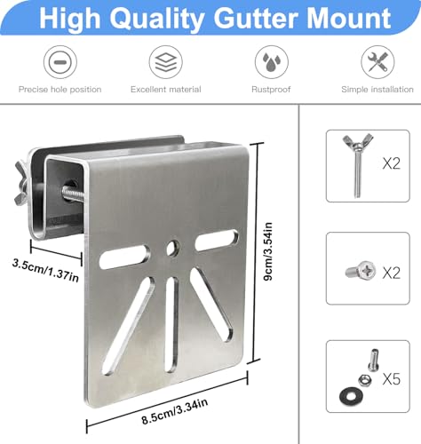 OWOKISO Gutter Mount for Eufy Security SoloCam S340 S330 E30, Stainless Steel Anti-Shake Camera Bracket, Stable No-Drill Installation Outdoor Security Mount, Heavy Duty Weatherproof Holder, 1-Pack Silver - Image 2