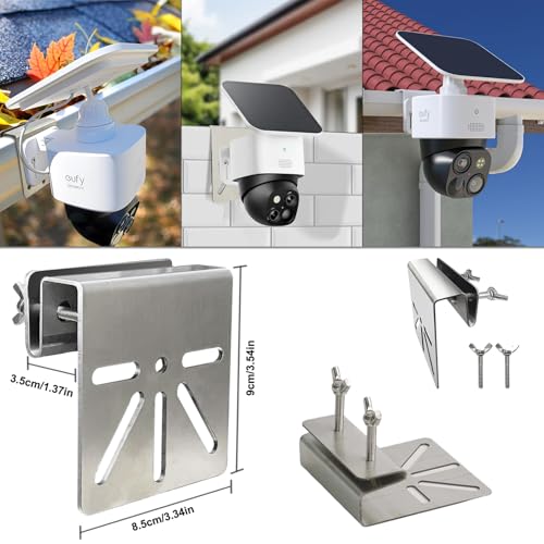 OWOKISO Gutter Mount for Eufy Security SoloCam S340 S330 E30, Stainless Steel Anti-Shake Camera Bracket, Stable No-Drill Installation Outdoor Security Mount, Heavy Duty Weatherproof Holder, 1-Pack Silver - Image 4