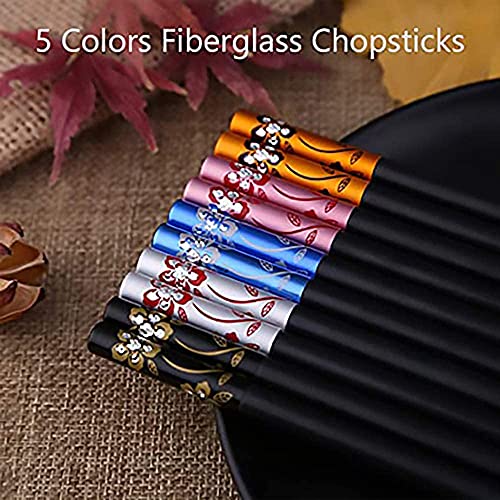 RIANZ Reusable Fiber Glass Chopsticks Dishwasher Safe Japanese Style Lightweight Non-Slip Chop Sticks - Black (5 Pair) - Image 3