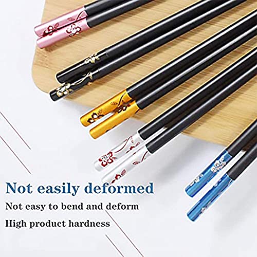 RIANZ Reusable Fiber Glass Chopsticks Dishwasher Safe Japanese Style Lightweight Non-Slip Chop Sticks - Black (5 Pair) - Image 2