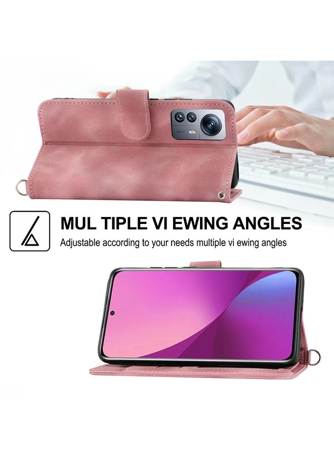 erorex Case For Xiaomi 12 Lite Skin-feel Flowers Embossed Wallet Leather Phone Case - Image 4