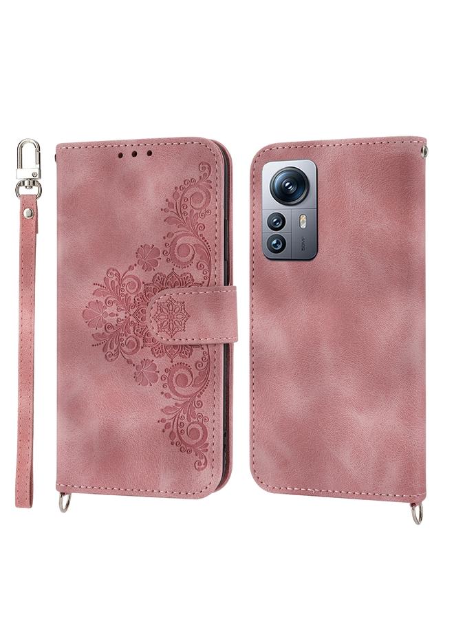 erorex Case For Xiaomi 12 Lite Skin-feel Flowers Embossed Wallet Leather Phone Case - Image 2