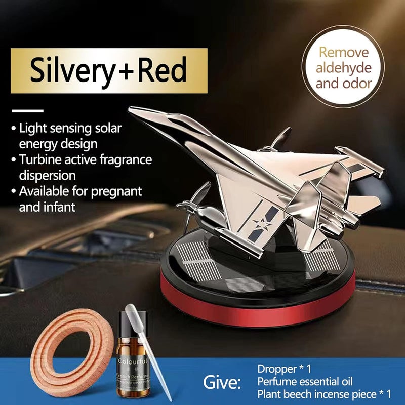 cheekyglo Solar Aircraft Car Aromatherapy Decor with Essential Oil, Solar Energy Rotating Helicopter Design Aromatherapy Diffuser Car Air Freshener Essential Oil Diffuser for Car Office Home - Image 2