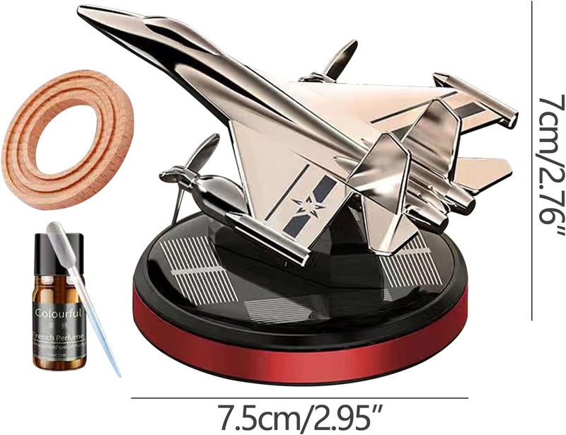 cheekyglo Solar Aircraft Car Aromatherapy Decor with Essential Oil, Solar Energy Rotating Helicopter Design Aromatherapy Diffuser Car Air Freshener Essential Oil Diffuser for Car Office Home - Image 3