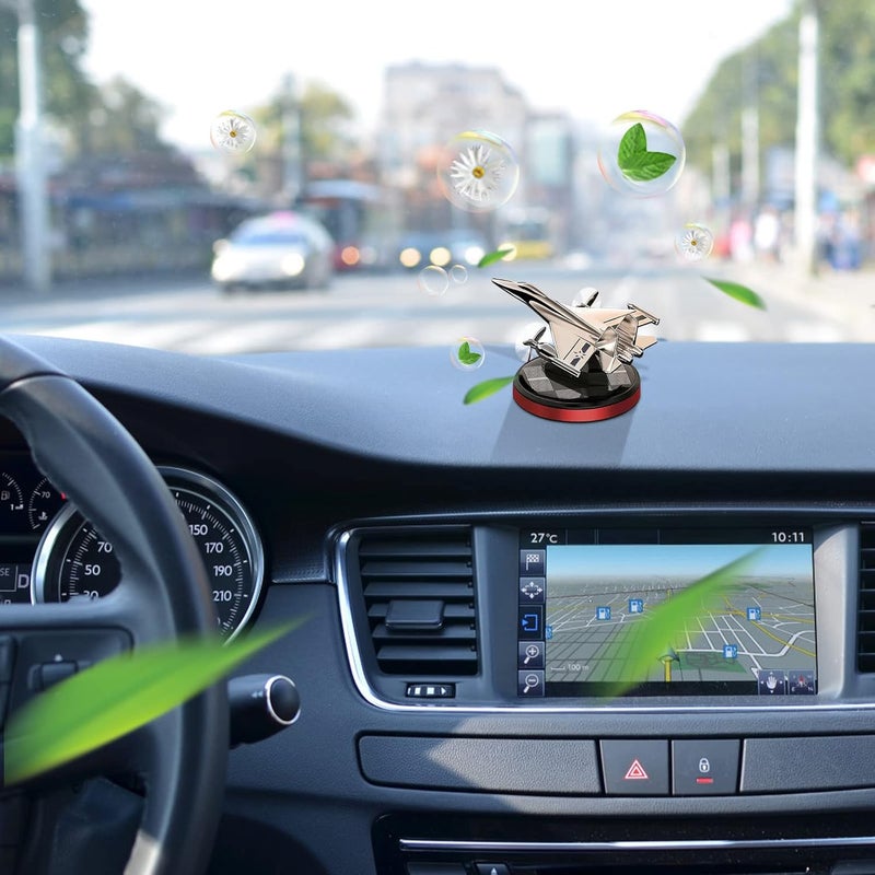 cheekyglo Solar Aircraft Car Aromatherapy Decor with Essential Oil, Solar Energy Rotating Helicopter Design Aromatherapy Diffuser Car Air Freshener Essential Oil Diffuser for Car Office Home - Image 5