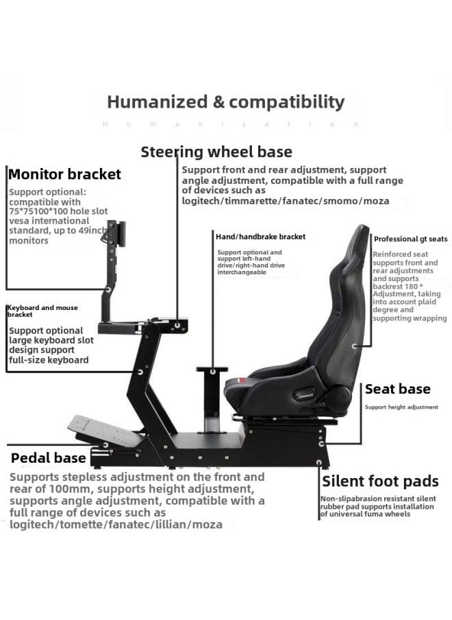 Generic - Racing Simulator PNS GT-M Racing Simulator Bracket Seat Cockpit Full Set MOZA Figure Marth Speedster-Product Color:Convenient Mobile Accessory Package - Image 1