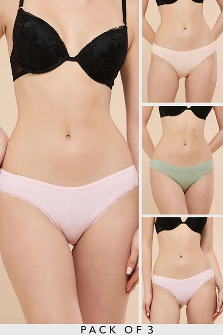 أر أند بي 3 Pack Ribbed Bikini Briefs