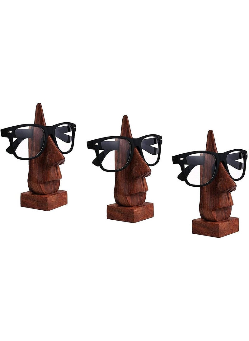 APEROL DESIGN APEROL DESIGN Wooden Spectacle Holder Sunglasses Holder Eyeglasses Holder Chasma Stand for Home Office Table Nose Stand for Spectacles Spectacle Organizer Pack of 1  - Image 1