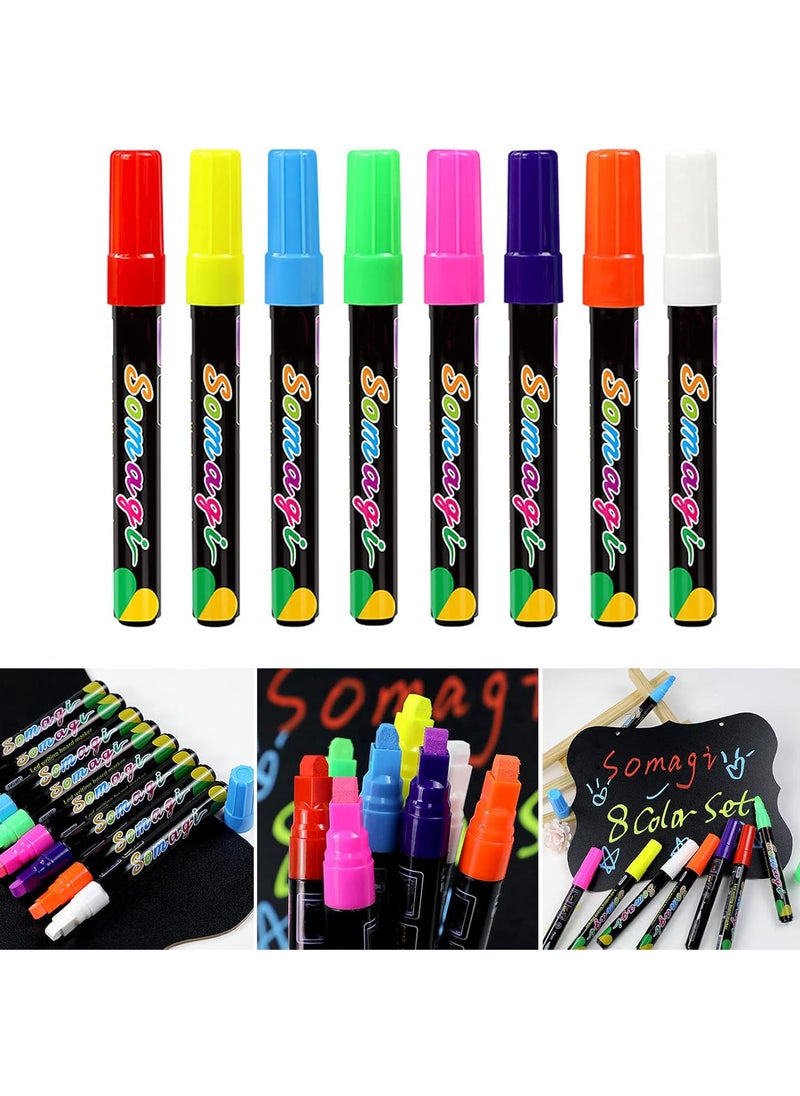 GGOOT 8 Color Erasable Wet Erase Chalk Makers Liquid Chalk Marker Pens Washable Window Marker for Blackboards Glass Window erasable window marker for glass liquid chalk marker chalk board marker erasable  - Image 2
