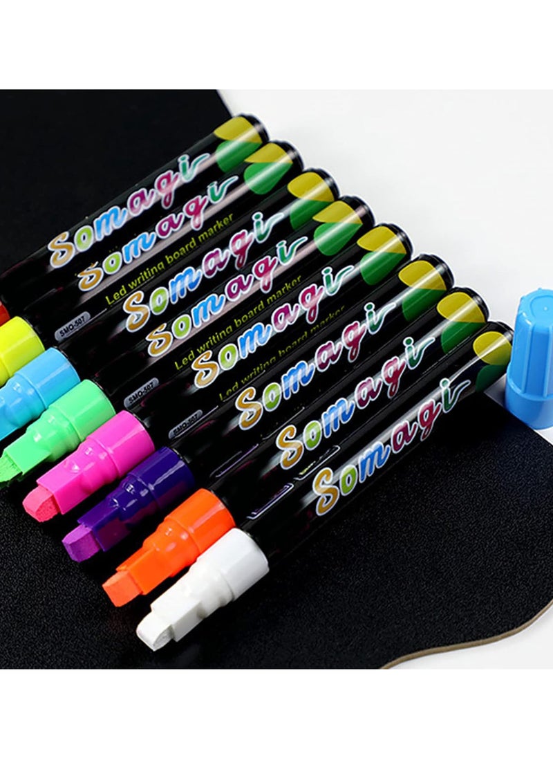 GGOOT 8 Color Erasable Wet Erase Chalk Makers Liquid Chalk Marker Pens Washable Window Marker for Blackboards Glass Window erasable window marker for glass liquid chalk marker chalk board marker erasable  - Image 4