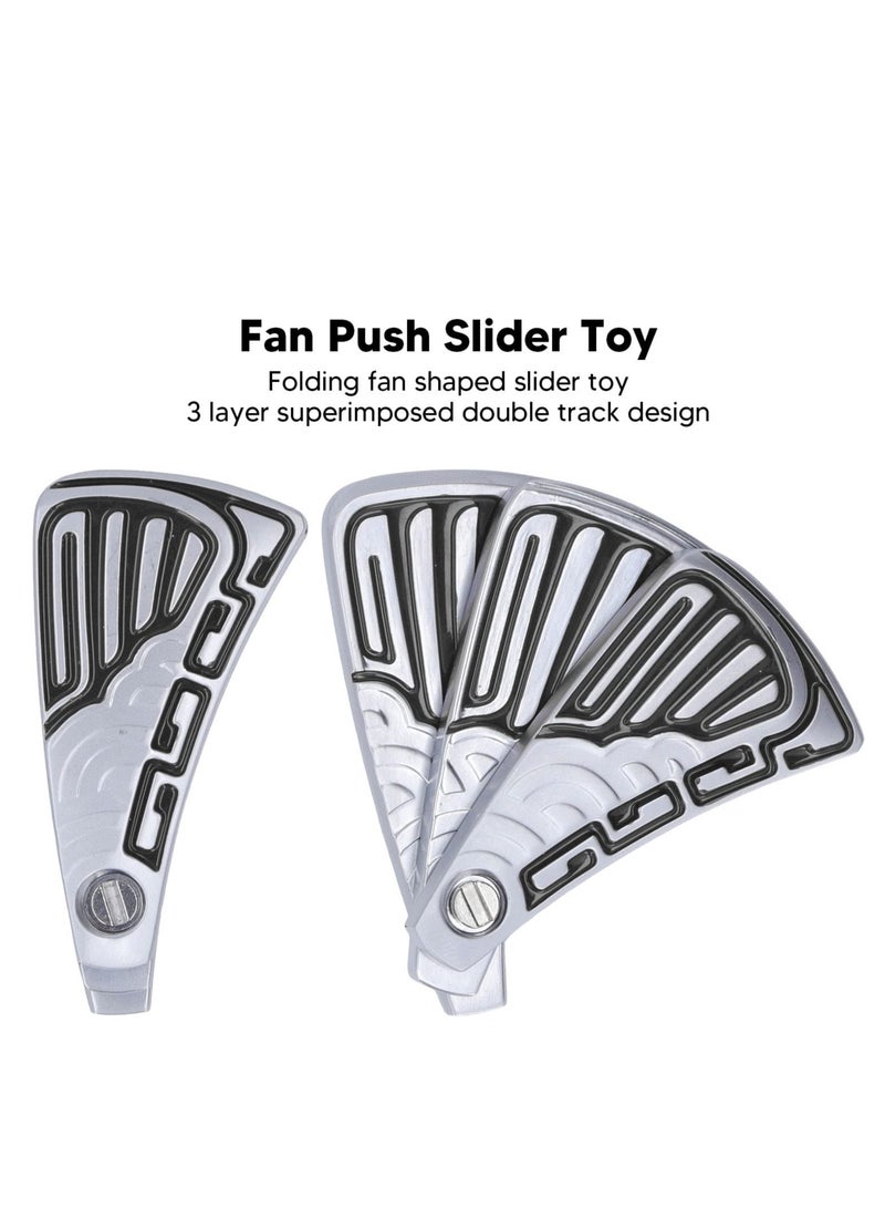 Folding Fan Shaped Magnetic Fidget Slider Stainless Steel Anxiety Stress Relief Magnetic Metal Fidget Toys Portable Push Slider Toy for Home, Office, Travel, School(Black) - Image 5