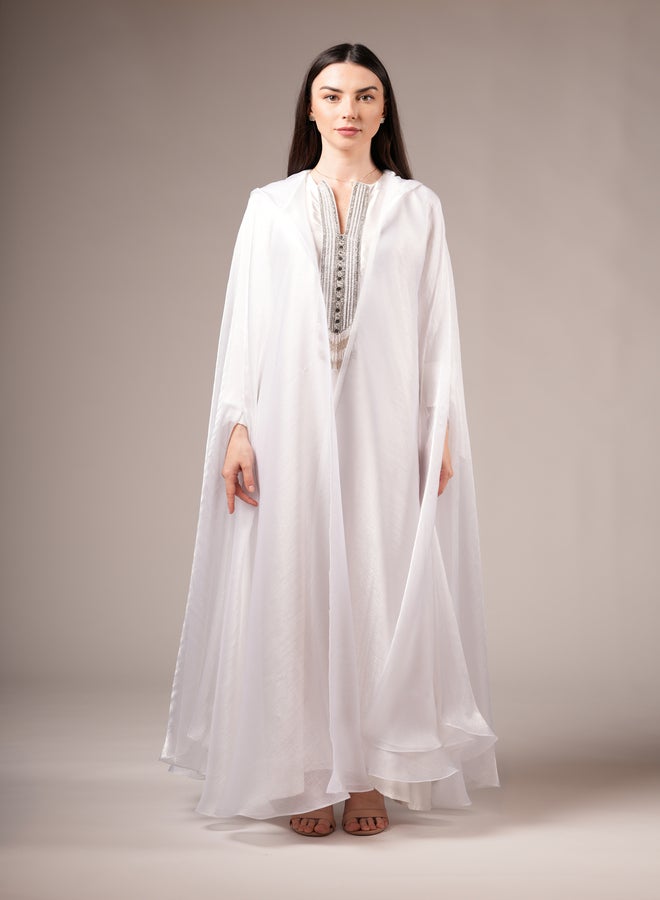 MAISON ARABELLE White Embellished Abaya Dress  - Image 1