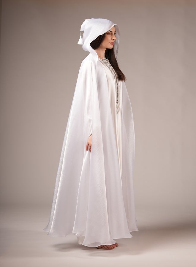 MAISON ARABELLE White Embellished Abaya Dress  - Image 3