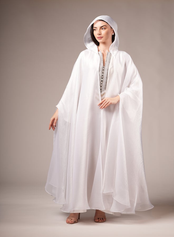 MAISON ARABELLE White Embellished Abaya Dress  - Image 4