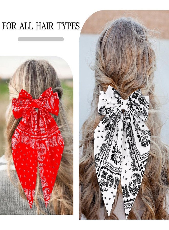 ANBALA 2Pcs Bandana Hair Bows for Women Girls White Red Silky Satin Large Bow Hair Clips Styling Aesthetic Accessories - Image 5