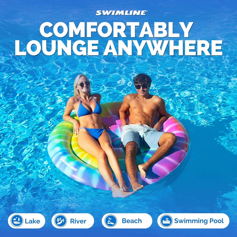 Swimline Original Tie Dye (Spiral) Pool Float – Durable Vinyl Lounger for Adults & Teens – Fun Pool Float for Lake, Beach, or Backyard – Easy to Inflate and Store - Image 5