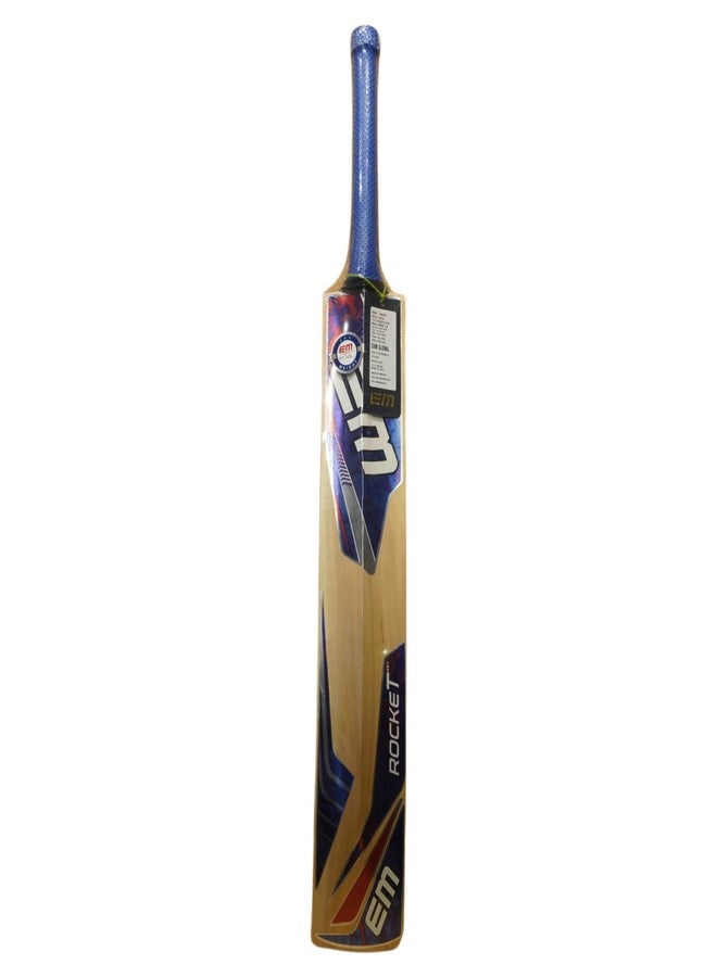 KNK EM Rocket 1.0 Tennis Ball Cricket Bat | Kashmir Willow | Full Size | for All Matches | 15+ Years | with Anti-Scuff Sheet & Cover - Image 3