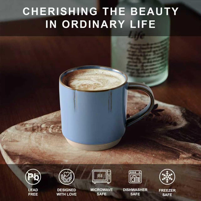 Vambechda 8 oz Ceramic Coffee Mug with Handle handmade in Japanese style American coffee latte suitable for office and home coffee bar - Image 3