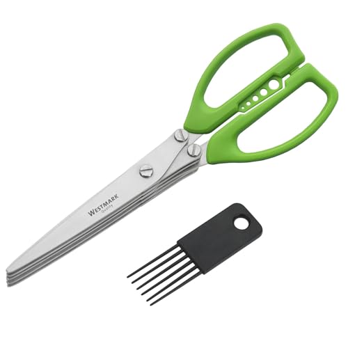 Westmark Germany Stainless Steel 5-Blade Herb Scissors with Cleaning Comb (Green) - Image 1
