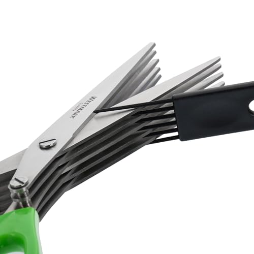 Westmark Germany Stainless Steel 5-Blade Herb Scissors with Cleaning Comb (Green) - Image 4