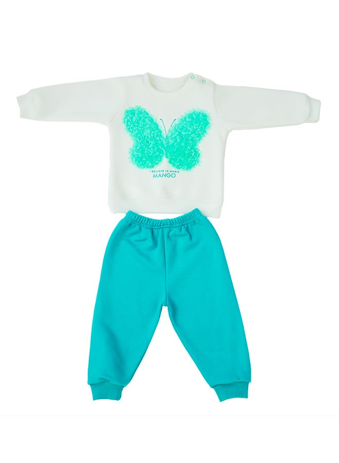 جوكي بيجاما شتوي أطفال بنات مبطن فليس the Butterfly بطبعة