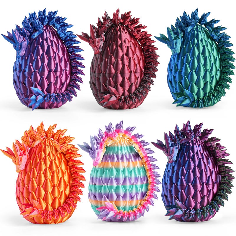 Rapean 8 3D Printed Dragon Eggs Easter Basket Stuffers for Kids and Teens Articulated Dragon Toys for Children Unique Easter Gifts for Boys Girls 6Pack - Image 3