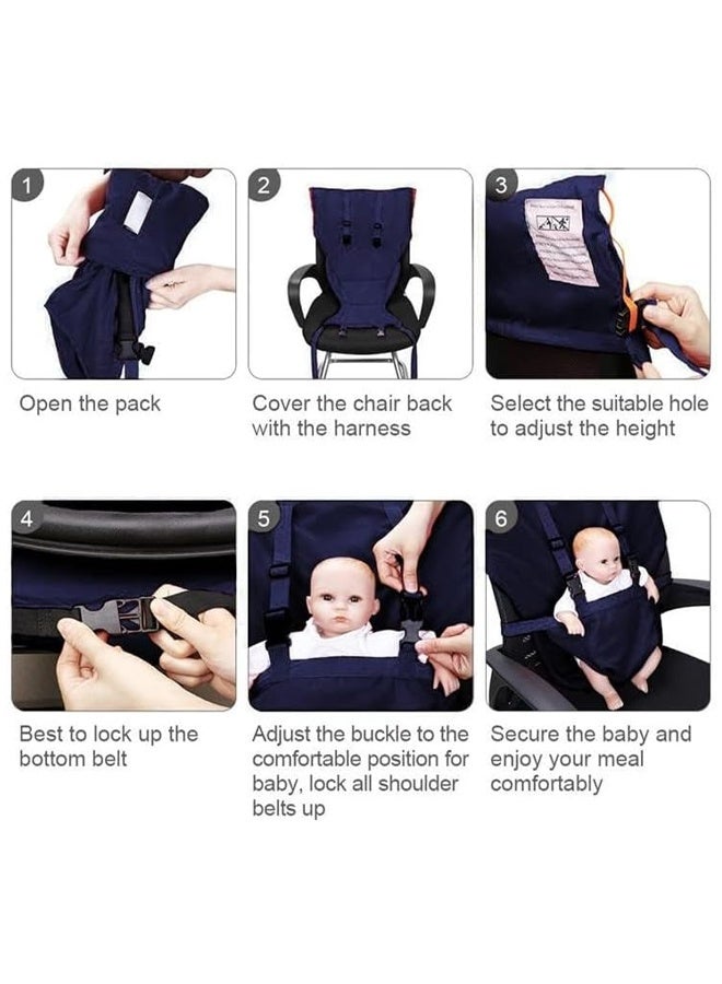 DUNISO Baby Portable High Chair Travel Strap Seat，Universal Washable Toddler Chair Seats Belt，Travel Harness Seat with Adjustable Shoulder Strap，for Indoor and Outdoor - Image 4