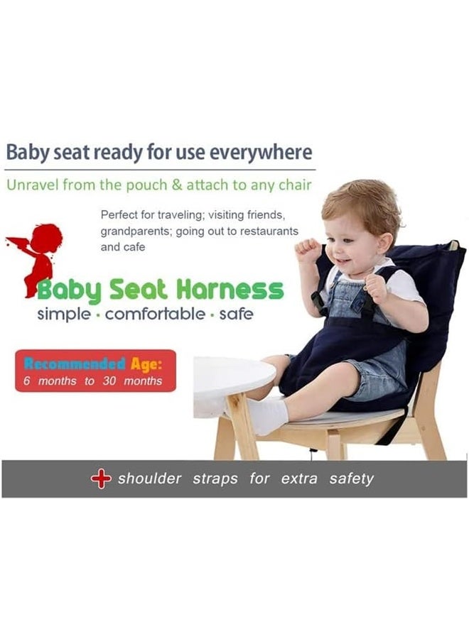 DUNISO Baby Portable High Chair Travel Strap Seat，Universal Washable Toddler Chair Seats Belt，Travel Harness Seat with Adjustable Shoulder Strap，for Indoor and Outdoor - Image 5