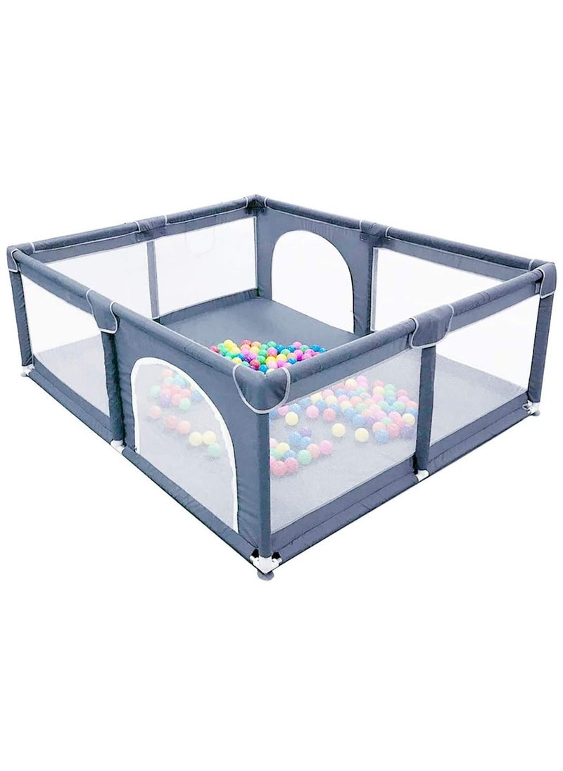 SKY-TOUCH - Baby Playpen 150x180cm Extra Large Playpen for Babies Kids Safe Play Center for Babies with Breathable Mesh and Zipper Door and Toddlers Gives Mommy a Break Grey - Image 1