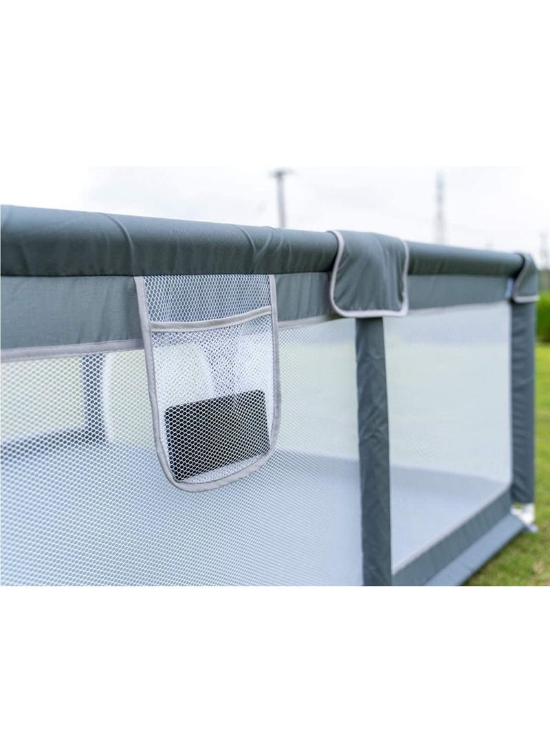 SKY-TOUCH - Baby Playpen 150x180cm Extra Large Playpen for Babies Kids Safe Play Center for Babies with Breathable Mesh and Zipper Door and Toddlers Gives Mommy a Break Grey - Image 1