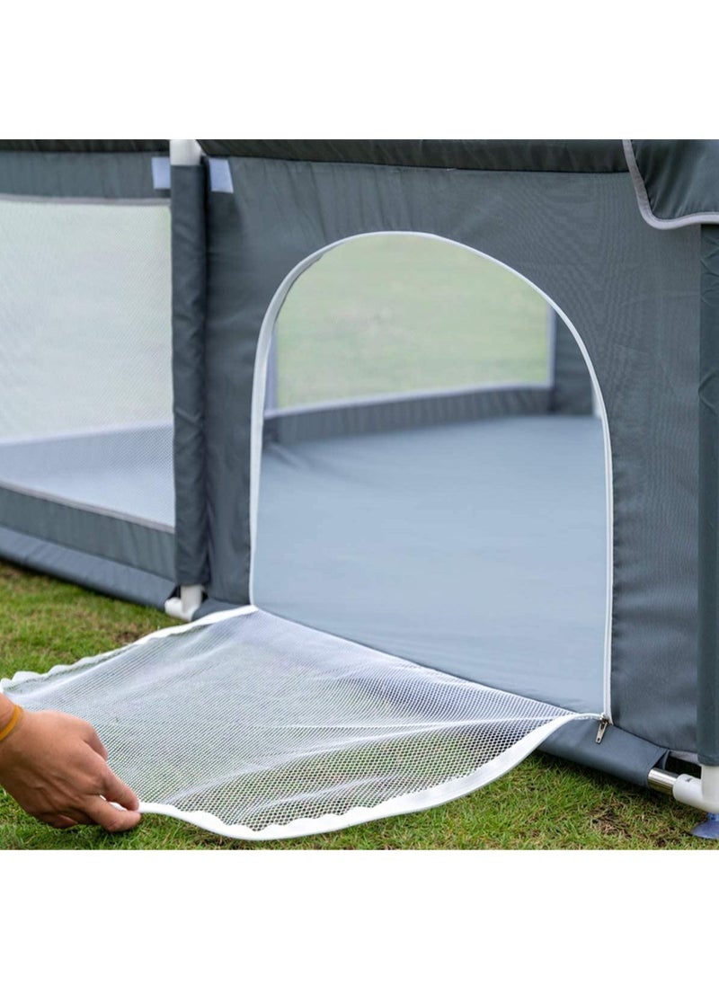 SKY-TOUCH - Baby Playpen 150x180cm Extra Large Playpen for Babies Kids Safe Play Center for Babies with Breathable Mesh and Zipper Door and Toddlers Gives Mommy a Break Grey - Image 1