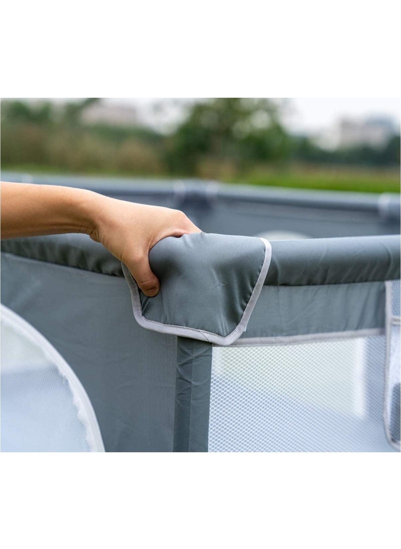 SKY-TOUCH - Baby Playpen 150x180cm Extra Large Playpen for Babies Kids Safe Play Center for Babies with Breathable Mesh and Zipper Door and Toddlers Gives Mommy a Break Grey - Image 1