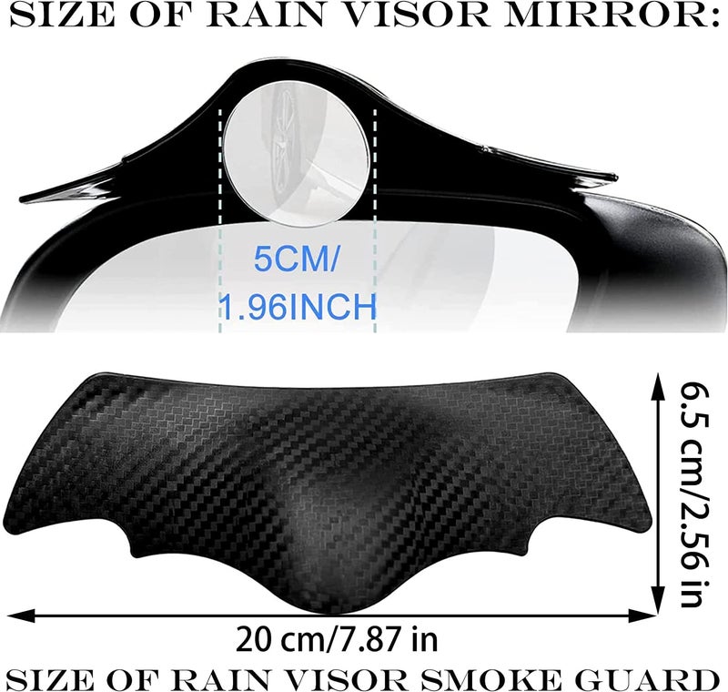AutoBizarre Bat Shaped 2 in 1 Car Rear View Mirror Rain Eyebrow Weatherstrip Auto Mirror Rain Shield in Carbon Fiber Finish with Adjustable Blind Spot Mirror Set of 2 pcs Compatible with All Cars - Image 3
