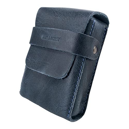 Hide & Drink, Classic Case for Playing Cards (Not Included) Secure Storage, Playing Deck Holder, Travel Accessory, Full Grain Leather, Handmade, Slate Blue - Image 4