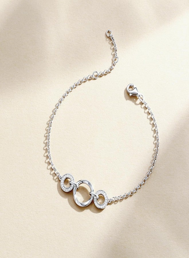 FANCIME Infinity Eternal Embrace Bracelet For Women Sterling Sliver White Gold Plated Dainty Simulated Diamond Infinity Three Symbol Jewelry Anniversary Birthday Mothers Day Gifts for Women Mom - Image 5
