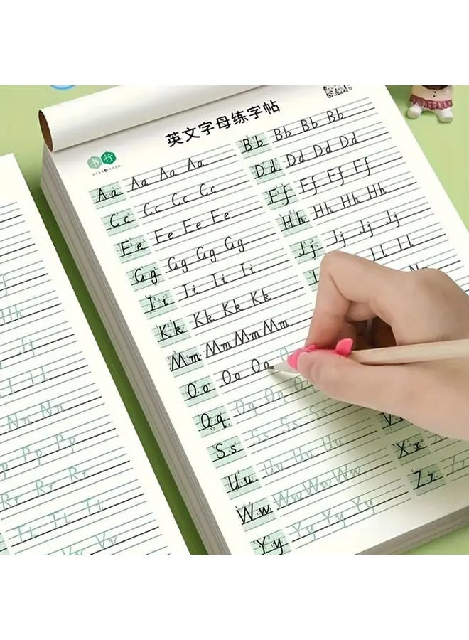5 كراسات تدريب على الخط 100 صفحة إجمالي الحروف الإنجليزية بخطوط اليد والإنجليزية المطبوعة - Image 1