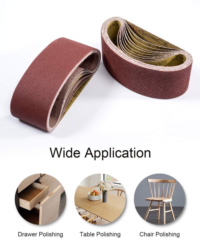 SHUTTLE GENIUS 4 x 24 Inch Sanding Belt, 80 Grit Aluminum Oxide Belt Sander Belts 4x24,12 Pack (4x24in,80 Grit) - Image 4