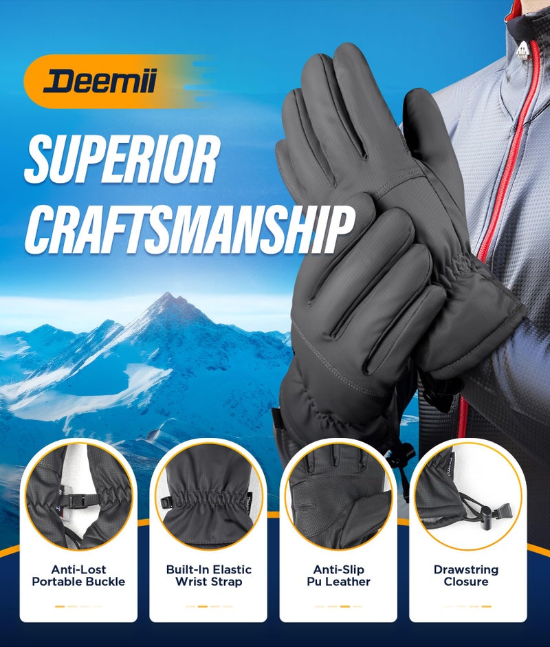 Deemii Winter Gloves Men Women Made with 3M Insulation&Plush Lining -10â„‰ Windproof&Water-Resisitant Glove with Touchscreen Fingers - Image 5