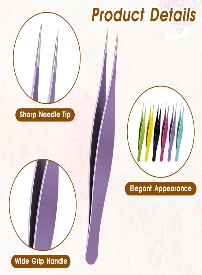 salbsever 6 Pieces Needle Nose Tweezers Ingrown Hair Tweezers Pointed Tweezers Precision Fine Point Tip Tweezers Stainless Steel Blackhead Remover for Nose Facial Hair Eyebrow Blackhead Remover - Image 3